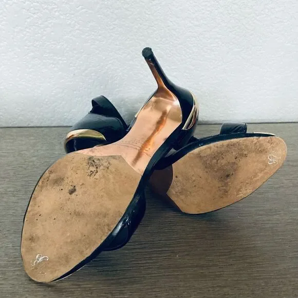 Ted Baker London Black Patent Strappy Stiletto Heels - Picture 8 of 9